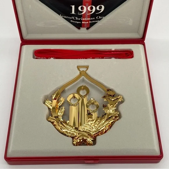 Georg Jensen Gold Plate 1999 Christmas Candles Ornament mobile collection - Picture 1 of 9